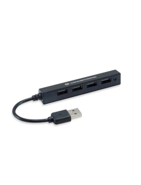 Hub 4 Puertos Usb 2.0 / Conceptronic Hubbies05b / Negro