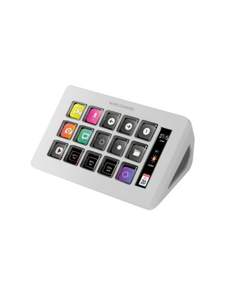 ÷ Control deck slim mars gaming msd-one white 15 teclas de acceso directo lcd personalizables