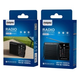 Radio portatil Am-Fm con Antena NT7017 / Altavoz externo / Jack 3.5mm / Negro / Mayou / 2700172