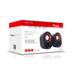÷ Altavoces 2.0 equip life 6w rms color negro y rojo jack 3.5